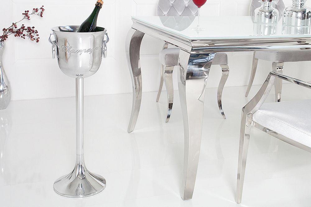 Eleganter Sektkühler CHAMPAGNE 75cm silber poliert Flaschenkühler