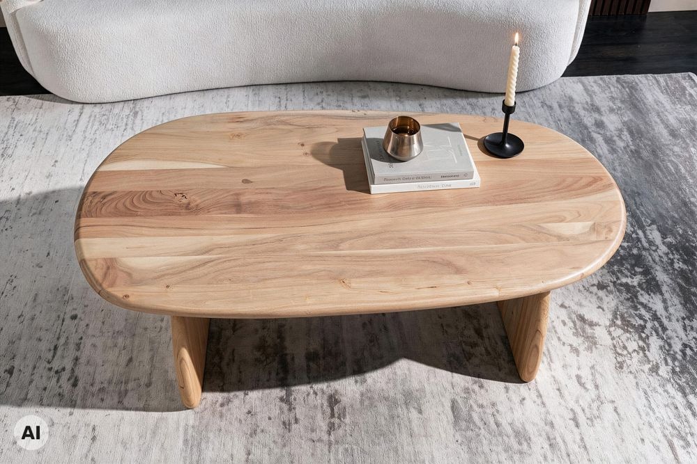 Design Couchtisch SCULPTURA 110cm natur Akazienholz organische Form