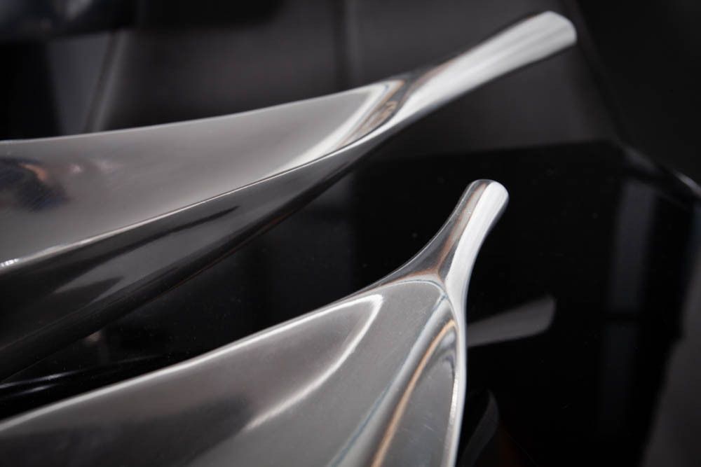 Handgearbeitete Deko Schale SILVER LEAF 40cm silber Aluminium