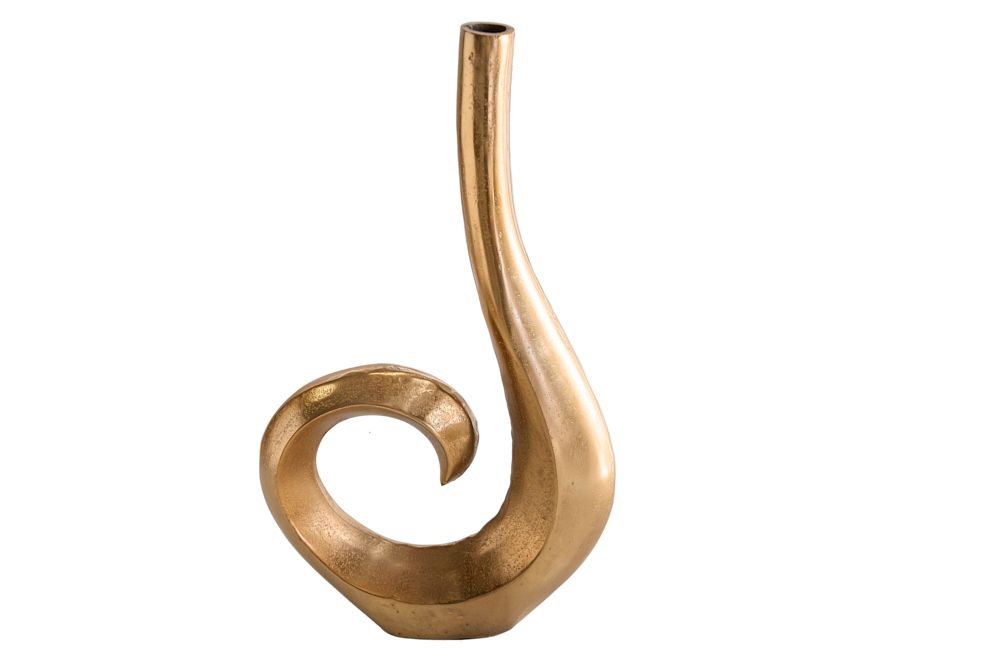Moderne Vase WAVE 47cm gold Aluminium poliert Dekoration