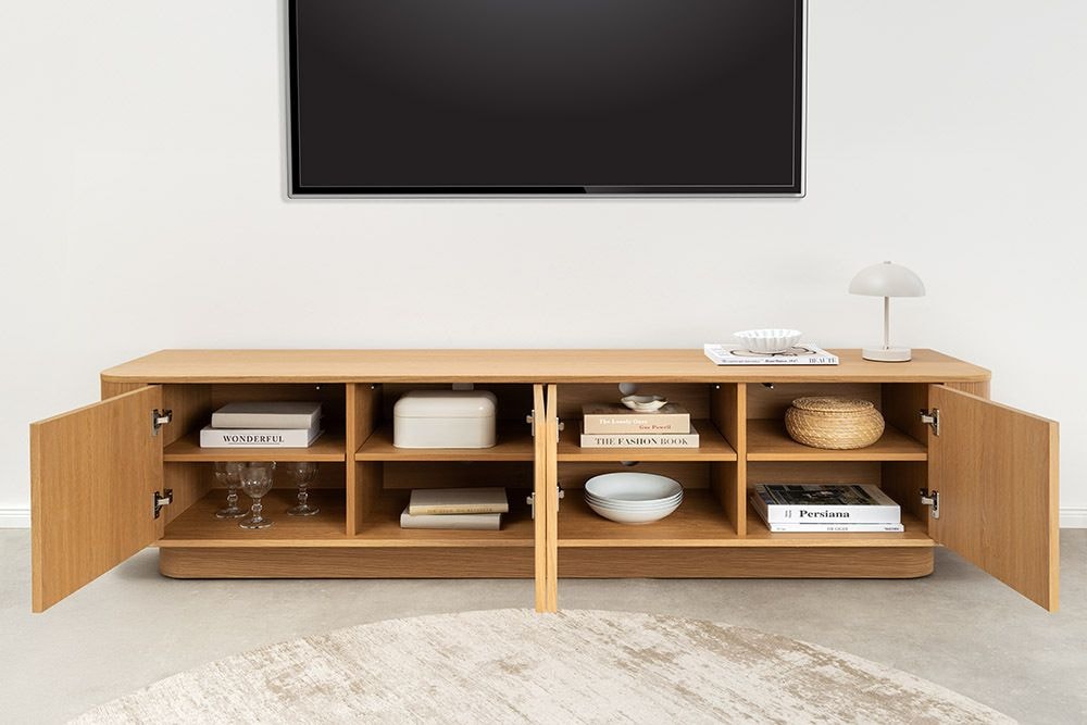Modernes TV-Board VALHALLA WOOD 180cm natur Eichenholz Lowboard mit Stauraum
