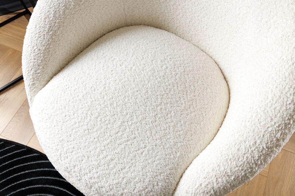 Drehbarer Design Sessel ALPINE beige Bouclé 360° mit Armlehnen
