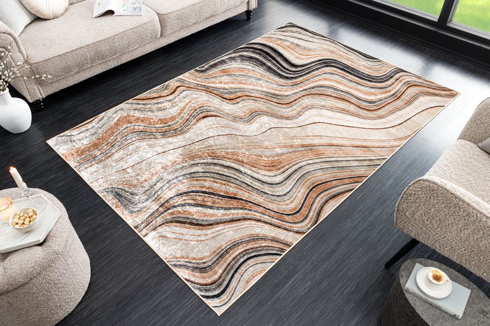 Moderner Teppich EARTH 230x160cm beige grau multicolor Flachgewebe Indoor-Teppich