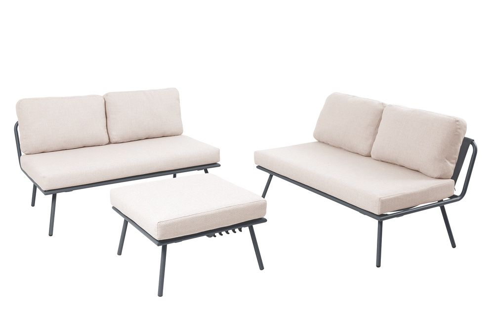 Outdoor Lounge Sitzgruppe MOBILE MODULAR anthrazit hellgrau mit Tisch wetterfest