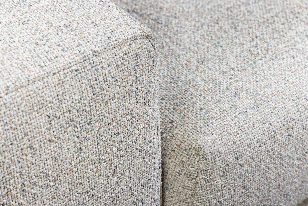 Wohnlandschaft KENT 220cm beige Strukturstoff  Ecksofa Federkern inkl. Hocker