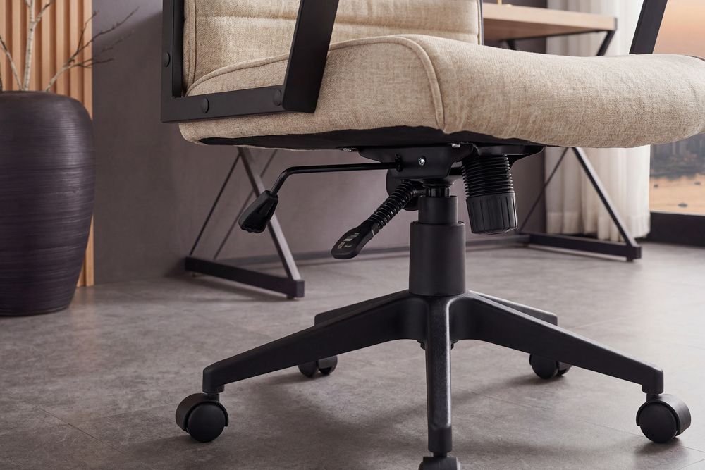 Höhenverstellbarer Bürostuhl LAZIO beige Vogue Velours Samt drehbar mit Rollen