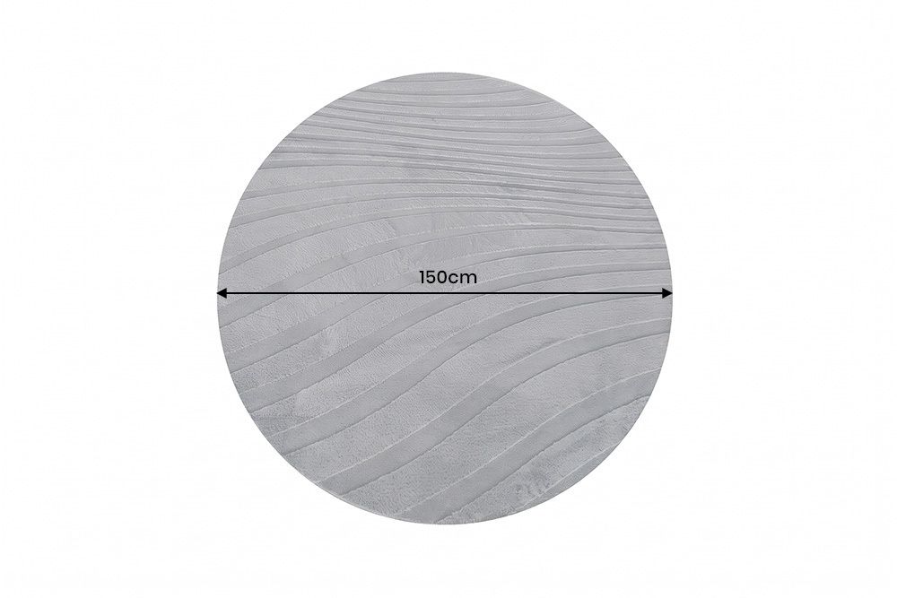 Runder Teppich WAVE 150cm anthrazit 3D strukturierter Kurzflor Indoor Hoch-Tief-Effekt