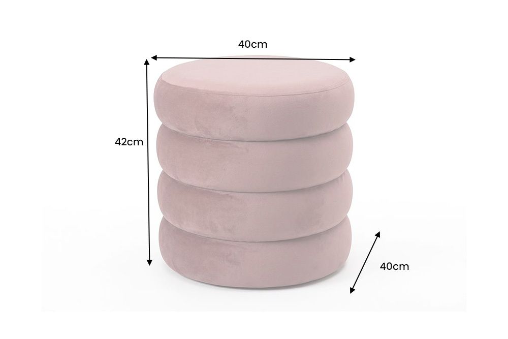 Runder Polsterhocker VOGUE 40cm rosa Samt mit Stauraum