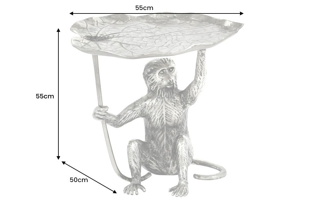 Design Beistelltisch WILDLIFE MONKEY 60cm silber Metall handmade
