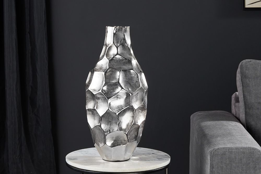 Elegante Vase ORGANIC ORIENT 45cm silber Hammerschlag Design