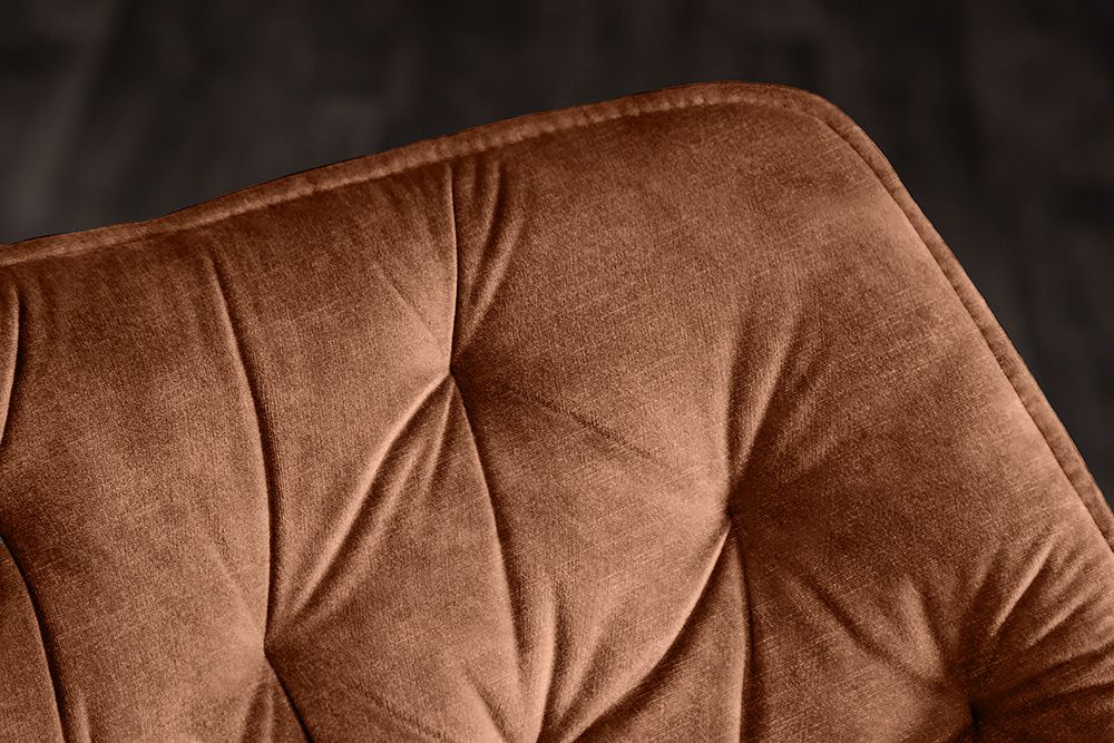 Drehbarer Stuhl THE DUTCH COMFORT rost braun Samt mit Armlehnen Modern Design