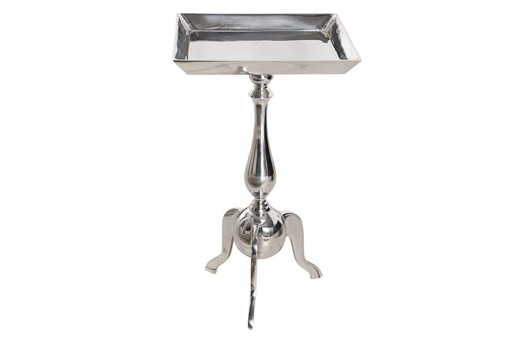 Filigraner Beistelltisch TRAYFUL 55cm silber Aluminium Tablett-Tisch