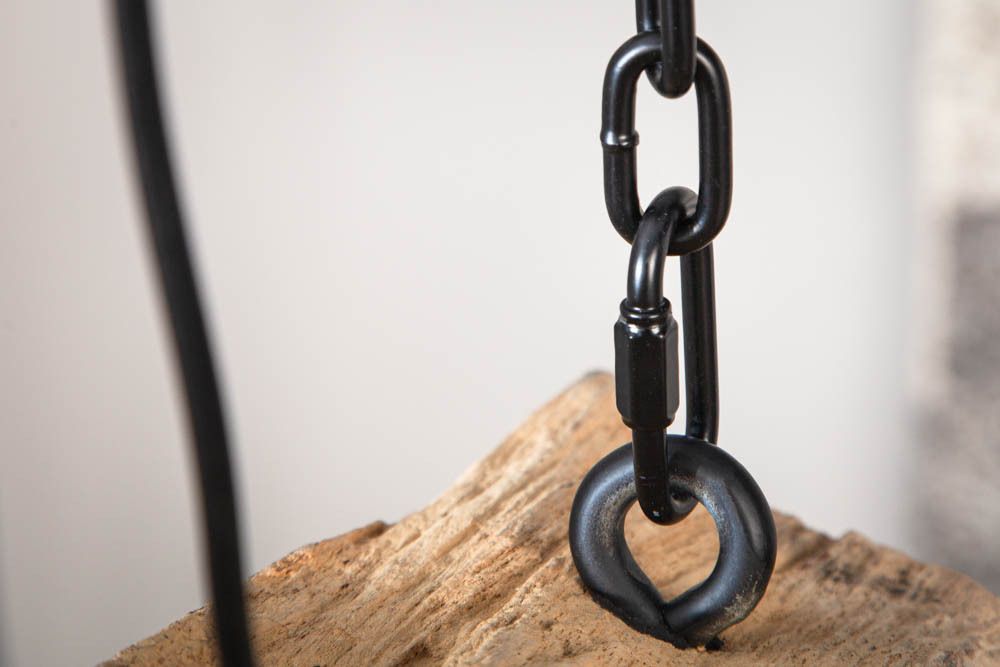 Industrial Hängelampe BARRACUDA 70cm recyceltes Massivholz mit 3 Leuchten