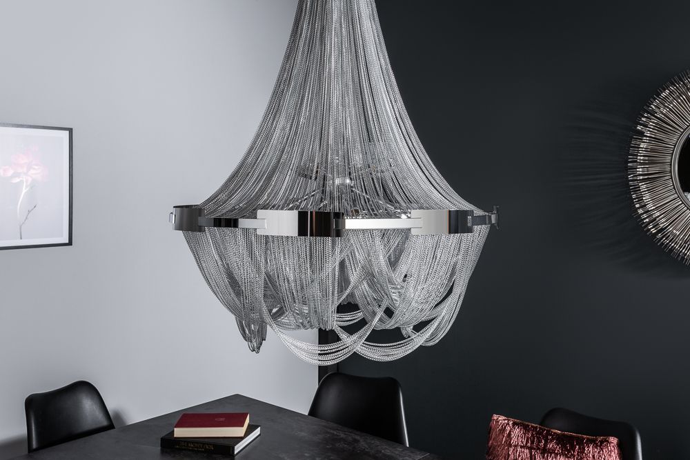Extravaganter Kronleuchter ROYAL XL 70cm silber Hängeleuchte