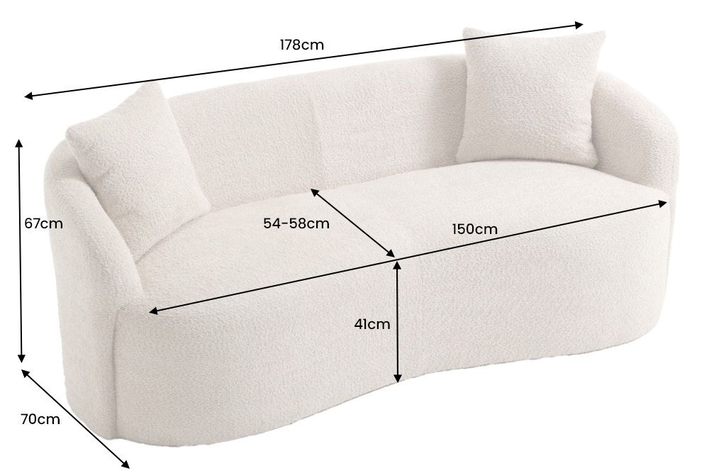 Extravagantes Sofa ELEMENTAL 180cm champagner beige Feinstrick Bouclé 2-Sitzer