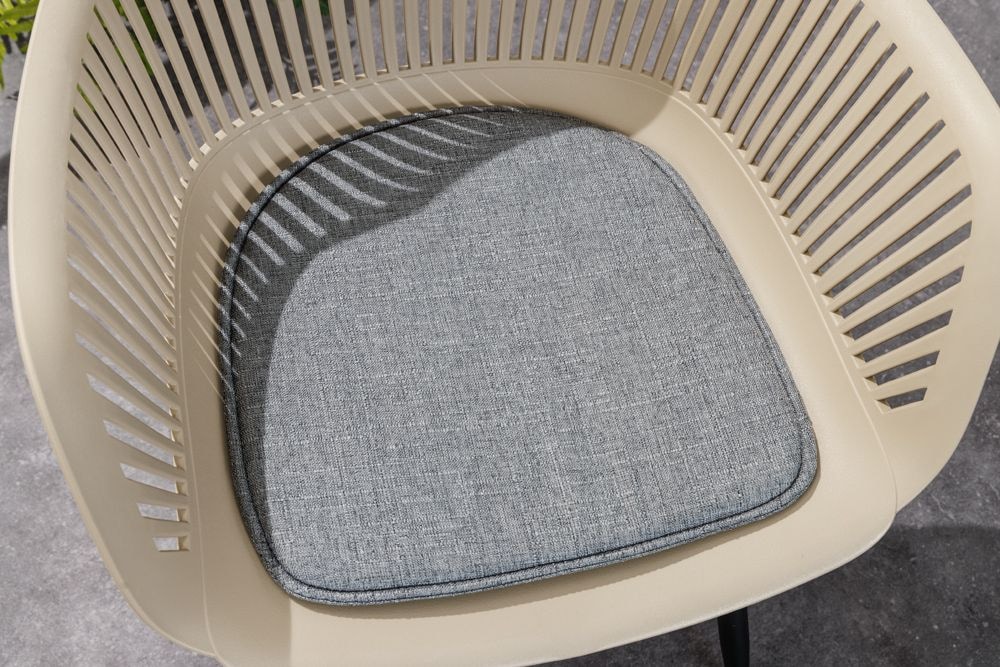 Design Stuhl SIGNUM greige schwarz Kunststoff Indoor Outdoor mit Armlehnen