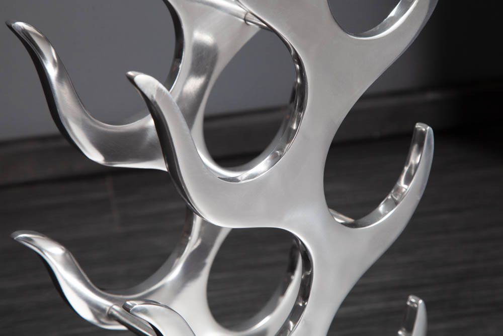 Modernes Weinregal FLAME 93cm silber für 9 Flaschen Flaschenhalter