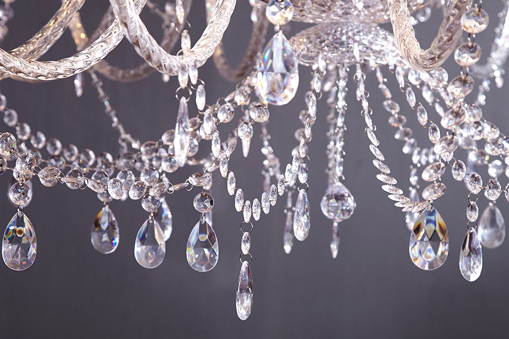 Design Kronleuchter CRYSTAL XXL 120cm klar Acryl 30-armig Kristall-Lampe