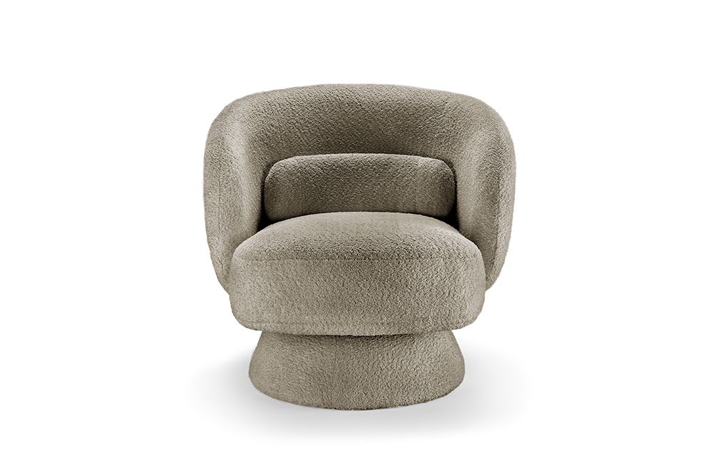 Drehbarer Design Sessel BOSSA NOVA taupe Bouclé