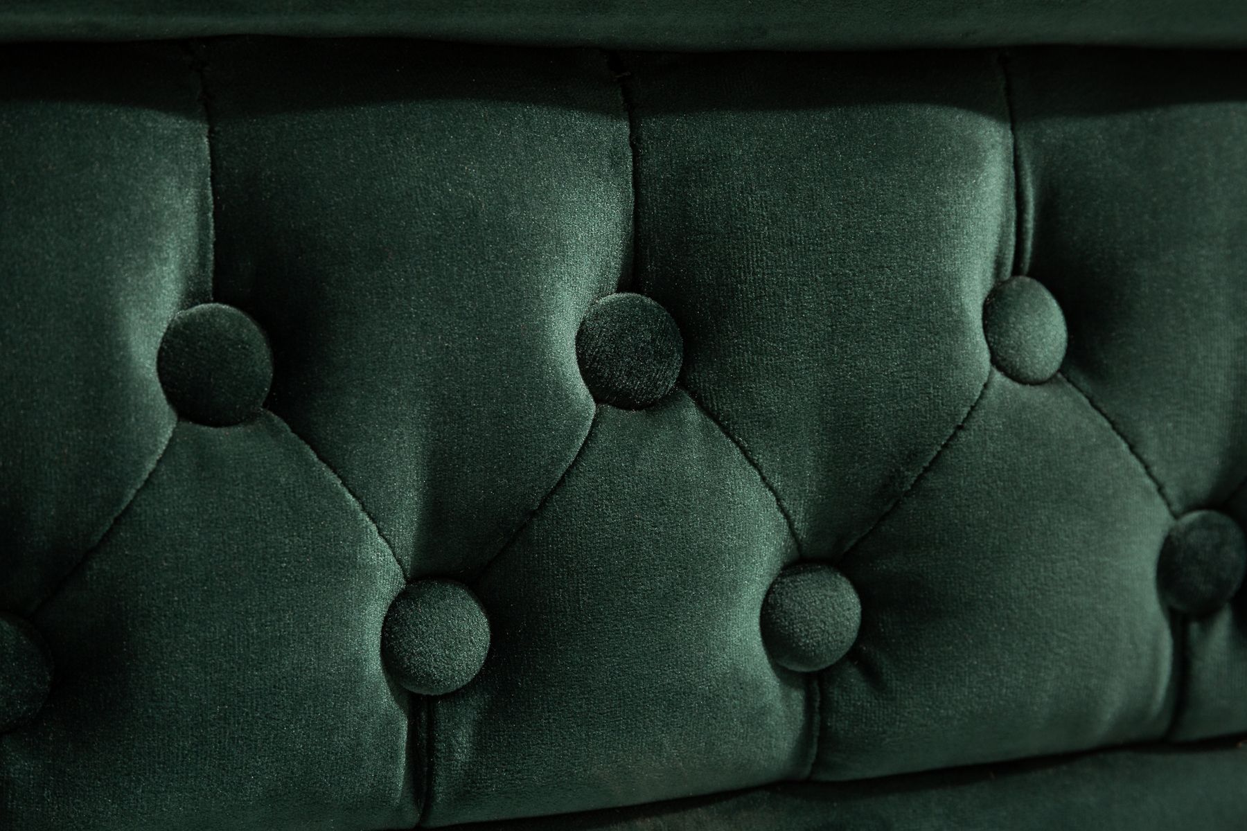 Chesterfield 3-Sitzer Sofa 205cm flaschengrün Samt Federkern Knopfheftung