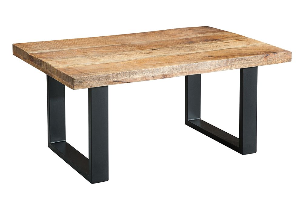 Design Couchtisch IRON CRAFT 100cm Mangoholz Eisen Industrial Design massiv schwarzes Gestell