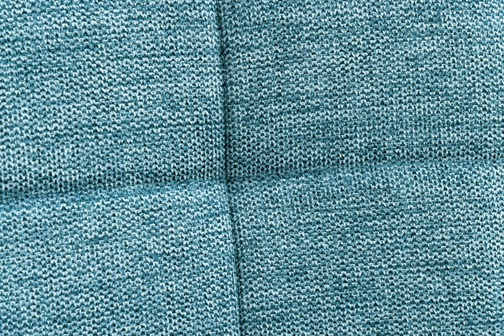 Moderner Hocker SCANDINAVIA blau Strukturstoff Massivholz-Beine Fußhocker