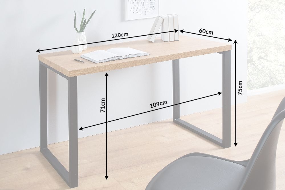 Design Schreibtisch OAK DESK 120cm Eiche Vintage Metallgestell schwarz