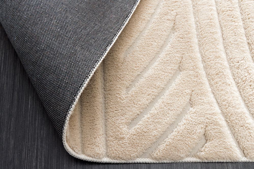 3D strukturierter Kurzflor Teppich ART DECO 230x160cm beige Hoch-Tief-Effekt
