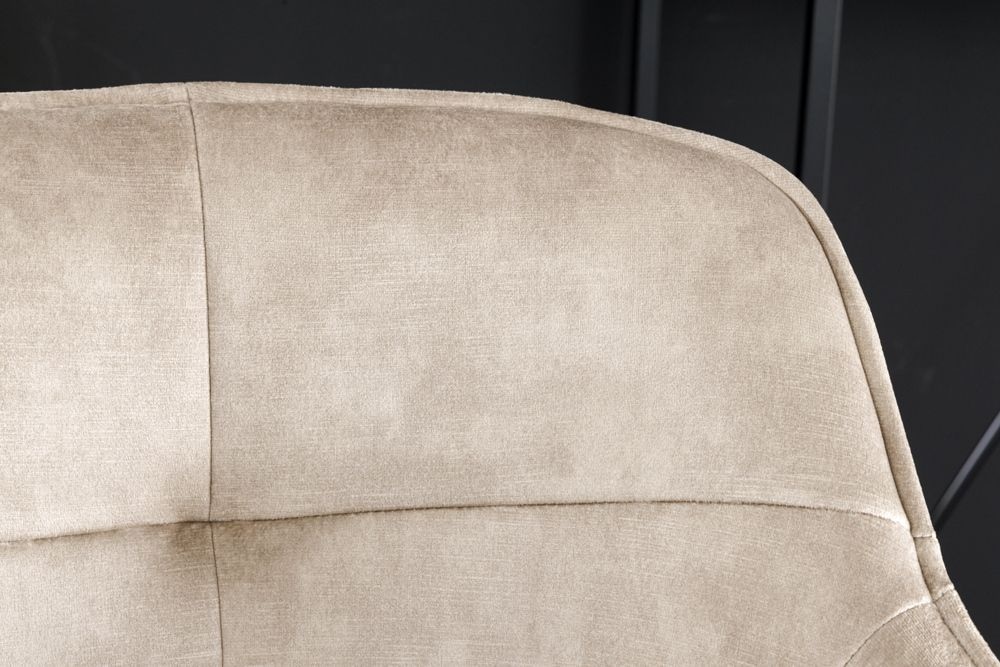 Design Barhocker EUPHORIA champagner greige Samt schwarze Metallbeine Barstuhl mit Lehne