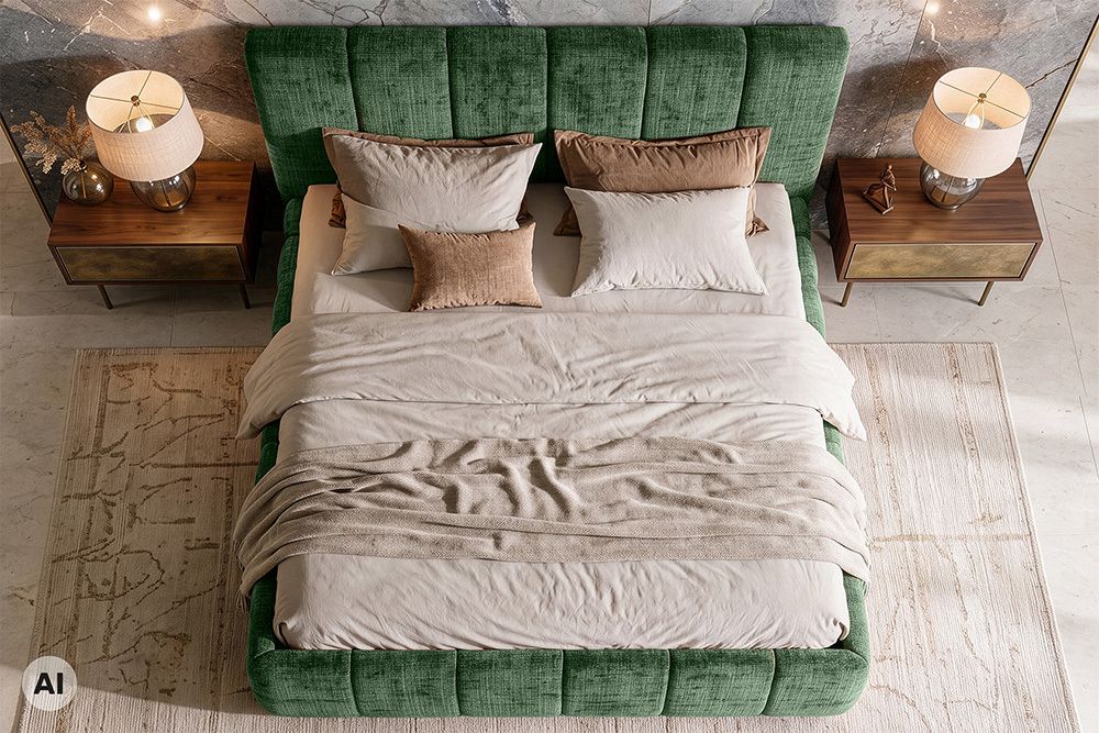 Design Boxbett ADLON 180x200cm petrol grün Chenille Cremona mit Stauraum und Lattenrost
