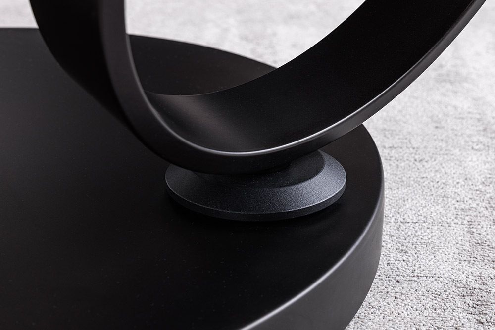 Design Couchtisch DANCING RINGS weiß rund drehbar Marmor Keramik schwarz Metall
