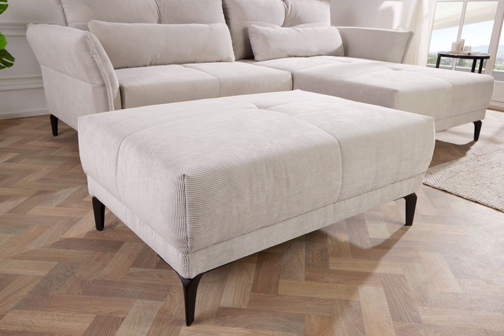 Moderner Sitzhocker DESIGNO 110cm beige Cord Metallfüße