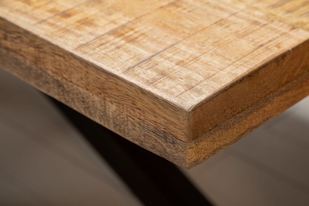 Massiver Industrial Esstisch GALAXIE 180cm Mangoholz sternenförmiges Gestell