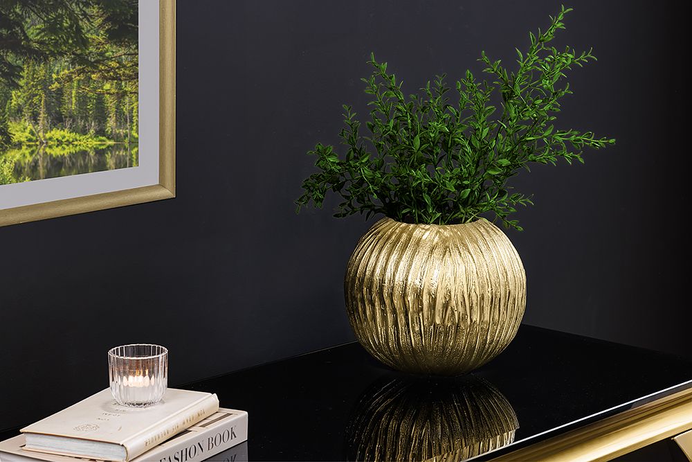 Handgefertigte Deko-Vase ELEGANCE 25cm gold antik Hammerschlag Design