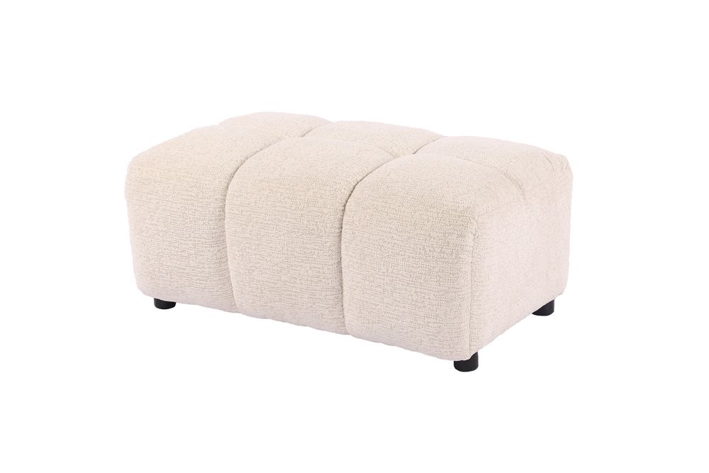Moderner Hocker CLOUD 100cm beige Bouclé Tweed Soft Federkern Fußhocker Sitzhocker
