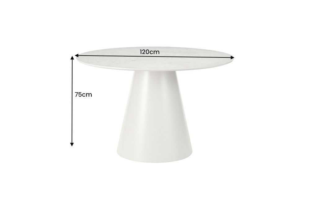 Runder Esstisch EN VOGUE 120cm matt grau Beton-Design mit Säulenfuß