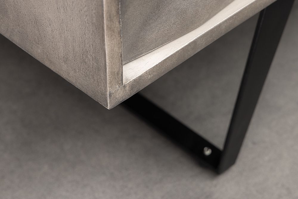 Massivholz Sideboard HURRICANE 175cm grau Akazie 3D-Design