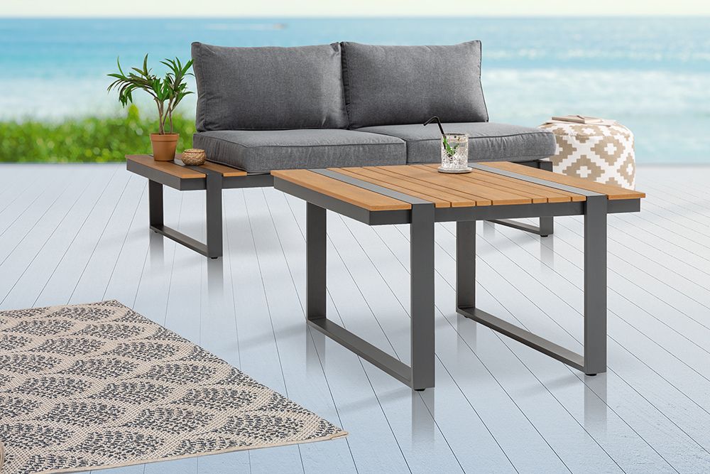 Moderner Gartentisch TAMPA LOUNGE 80cm anthrazit Aluminium wetterfest Outdoor Balkontisch