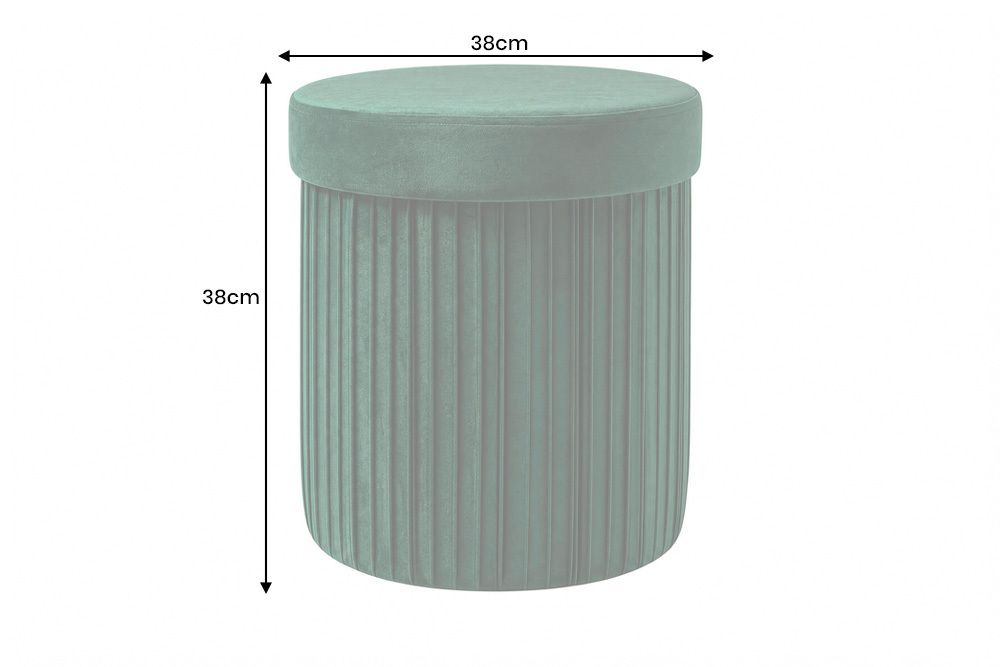 Runder Hocker ÉLAN 40cm grün Samt faltbar mit Stauraum