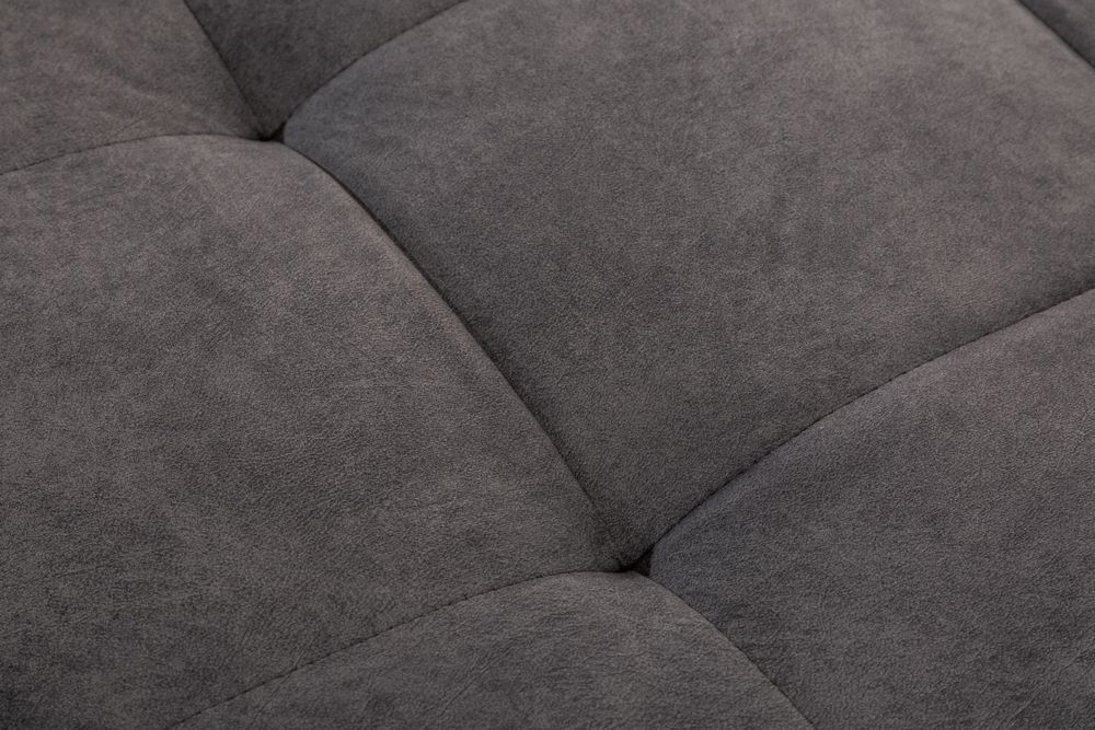 Moderne Wohnlandschaft KENT 220cm grau Samt Ecksofa Federkern inkl. Hocker und Kissen