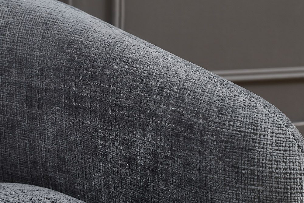 Design Sessel VOGUE 95cm grau Chenille mit Armlehnen und Nosagfederung