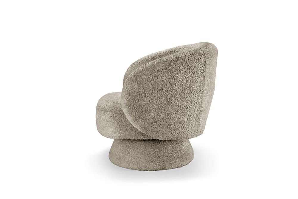 Drehbarer Design Sessel BOSSA NOVA taupe Bouclé