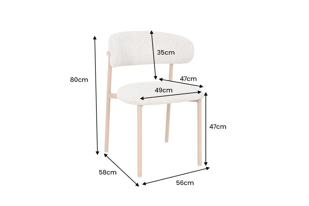 Design Stuhl BELFORT beige Strukturstoff Metallgestell Eiche
