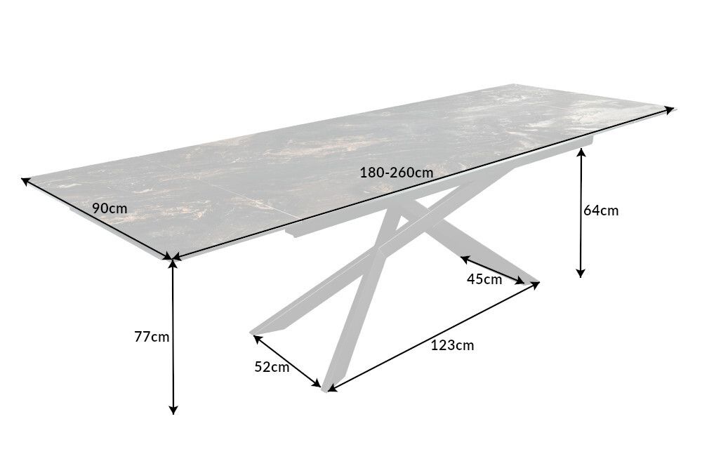 Ausziehbarer Esstisch EUPHORIA 180-220-260cm taupe Keramik made in Italy