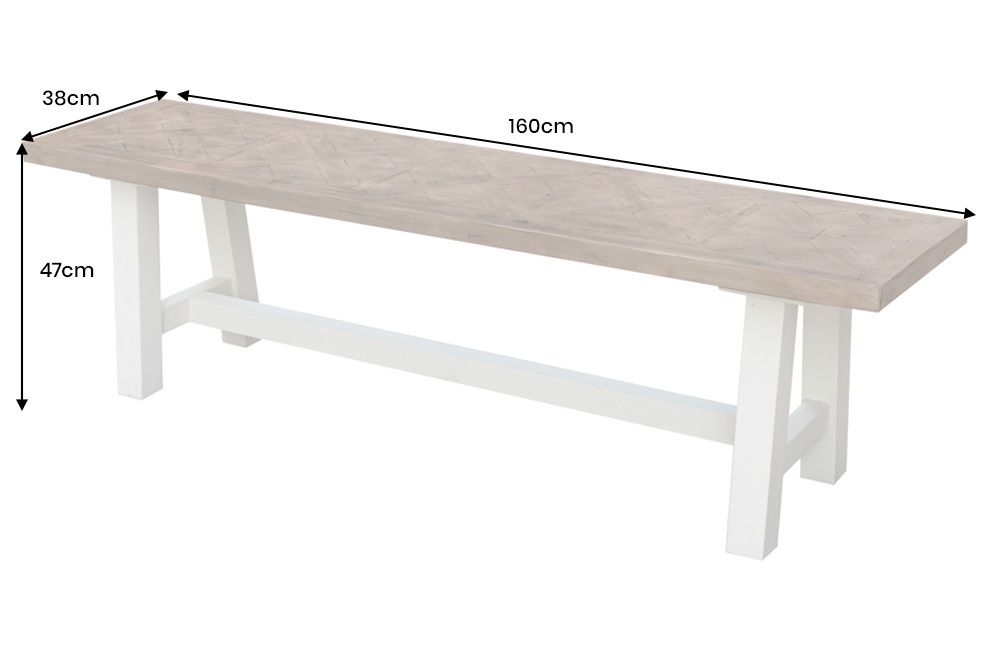 Massive Sitzbank HAMPTONS 160cm hellbraun creme Pinienholz