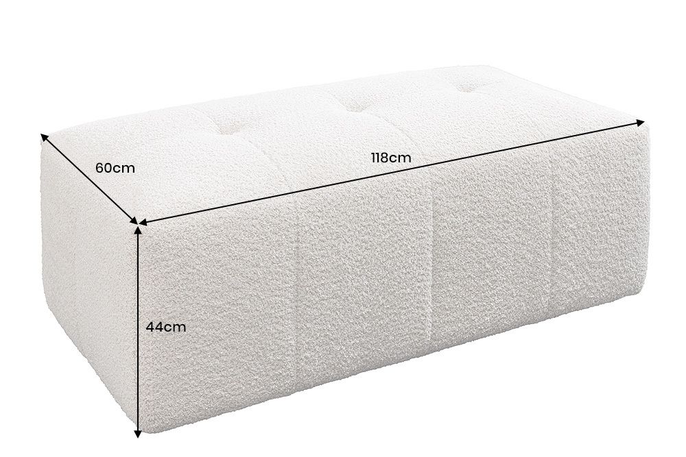 Moderner Hocker ROYAL 120cm champagner beige Bouclé Federkern Sitzhocker