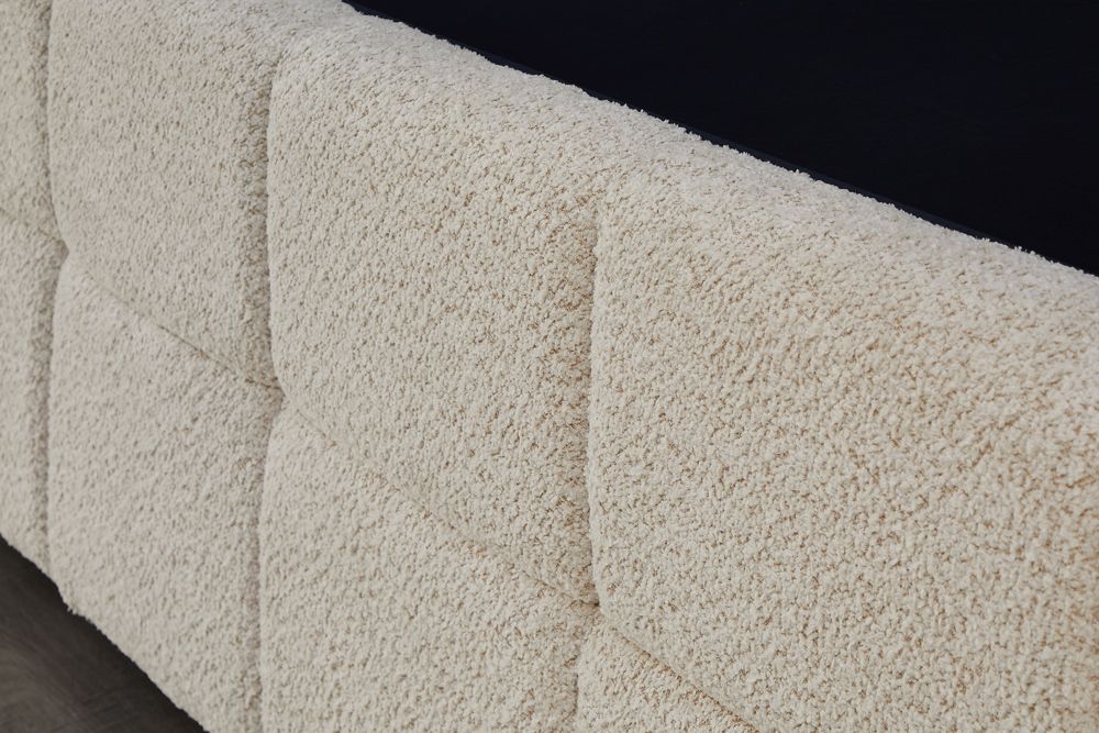 Design Boxbett PRESTIGE 140x200cm creme Bouclé mit Stauraum und Lattenrost