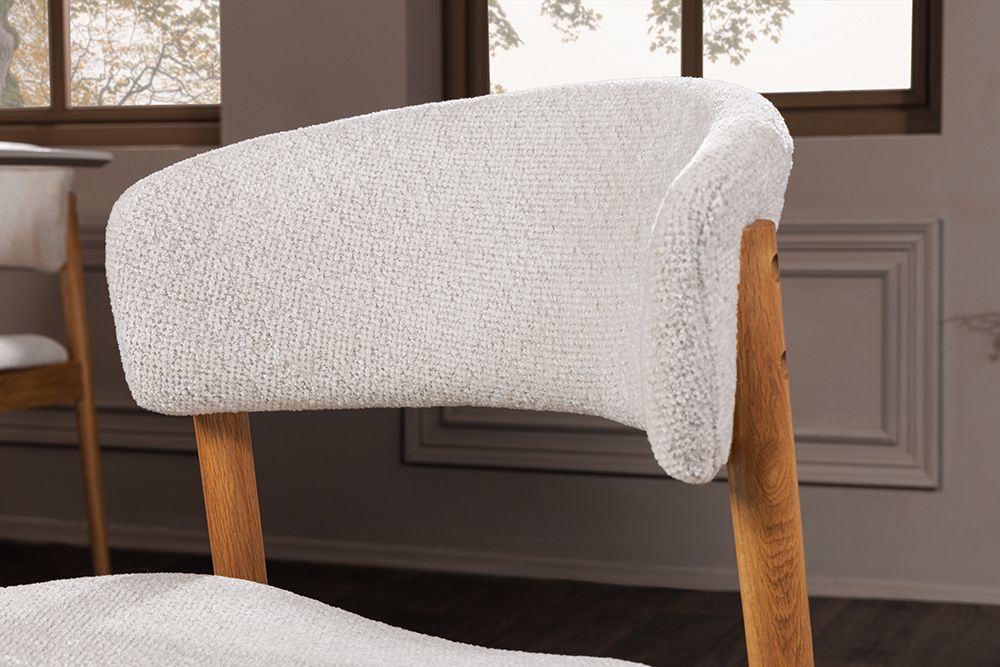 Design Stuhl VALHALLA WOOD natur Eiche Massivholz creme Strukturstoff