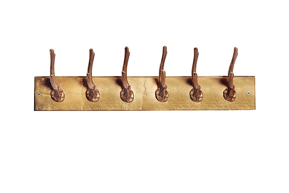 Dekorative Wandgarderobe DEER 50cm gold Metall Hirschgeweih Kleiderhaken
