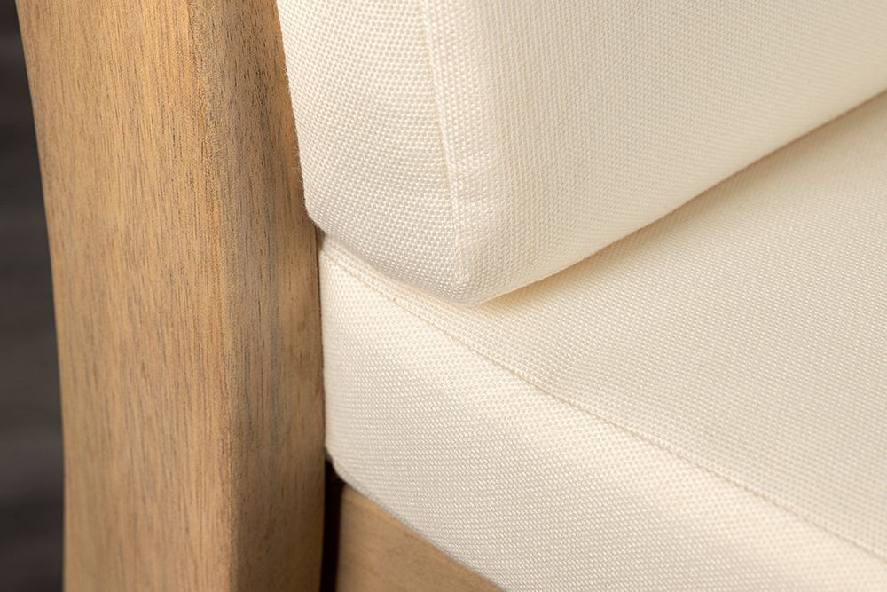 Massiver Gartenstuhl KOPENHAGEN natur Akazienholz beige Outdoor inkl. Kissen